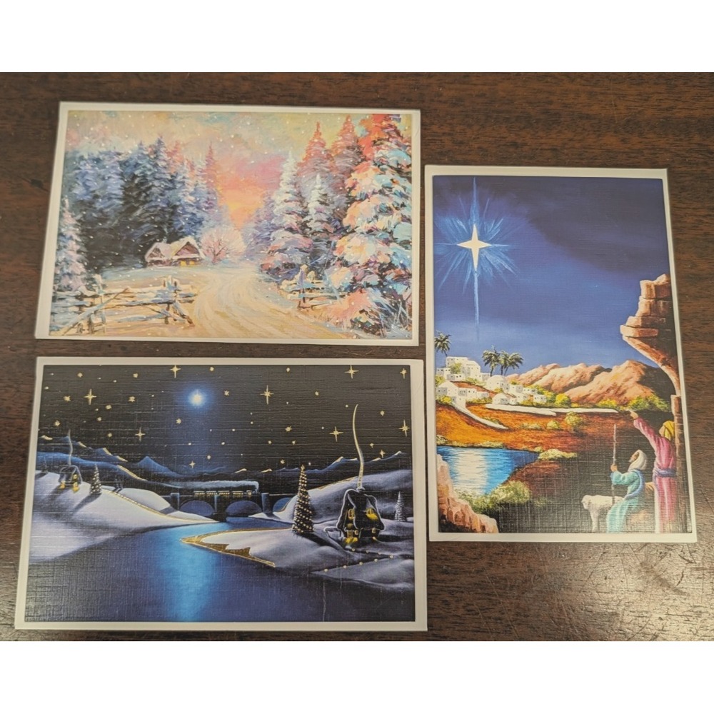 Christmas Card Ephemera Lot 3 Unused Mouth and Foot Winter Art USA